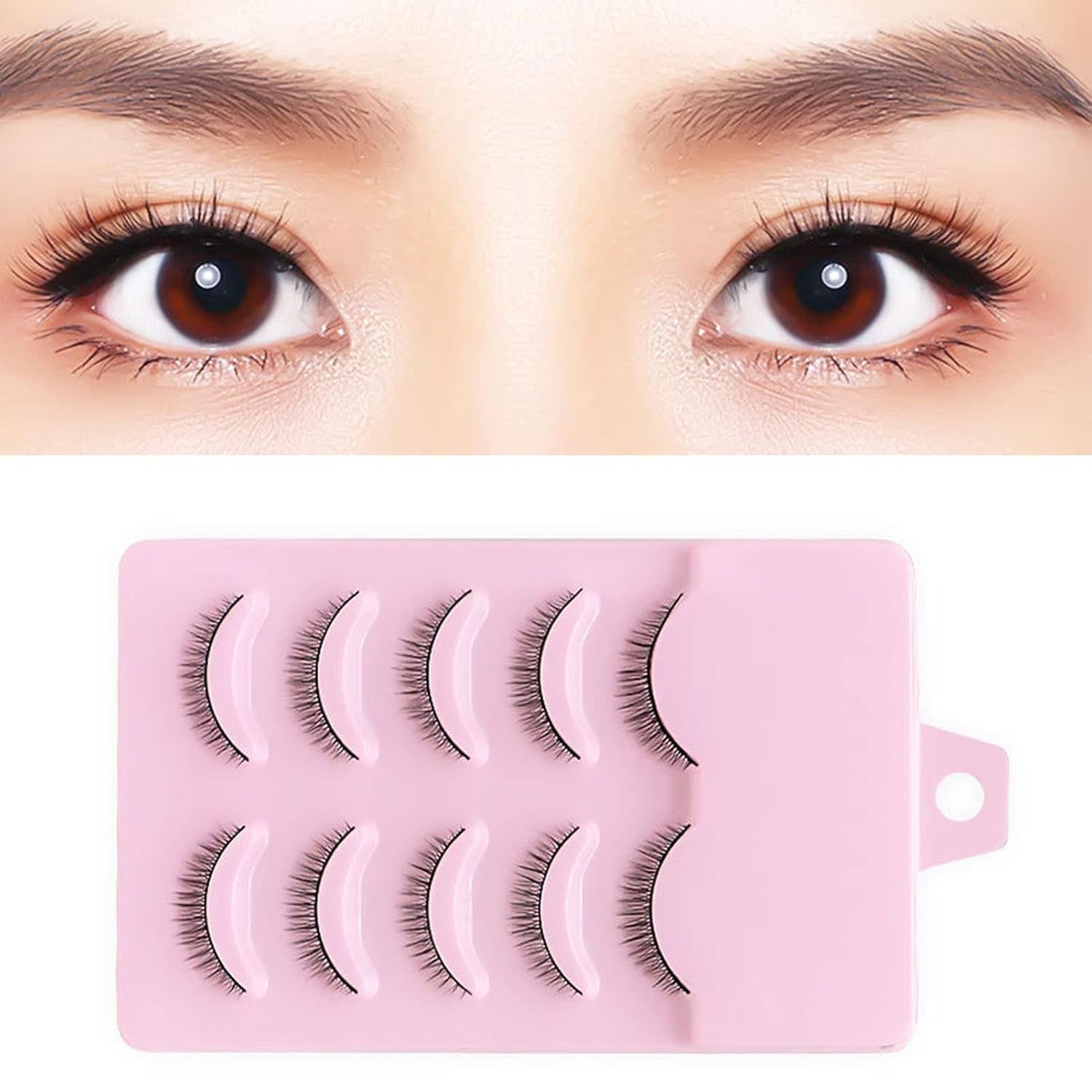 5Pairs False Eyelashes 8Mm Short Fake Mink Lashes Enlarge Eyes Natural Perfect Fitting Artificial Fiber Extensions Eye Lashes Fake Lashes for Women'S Make up 5Pairs