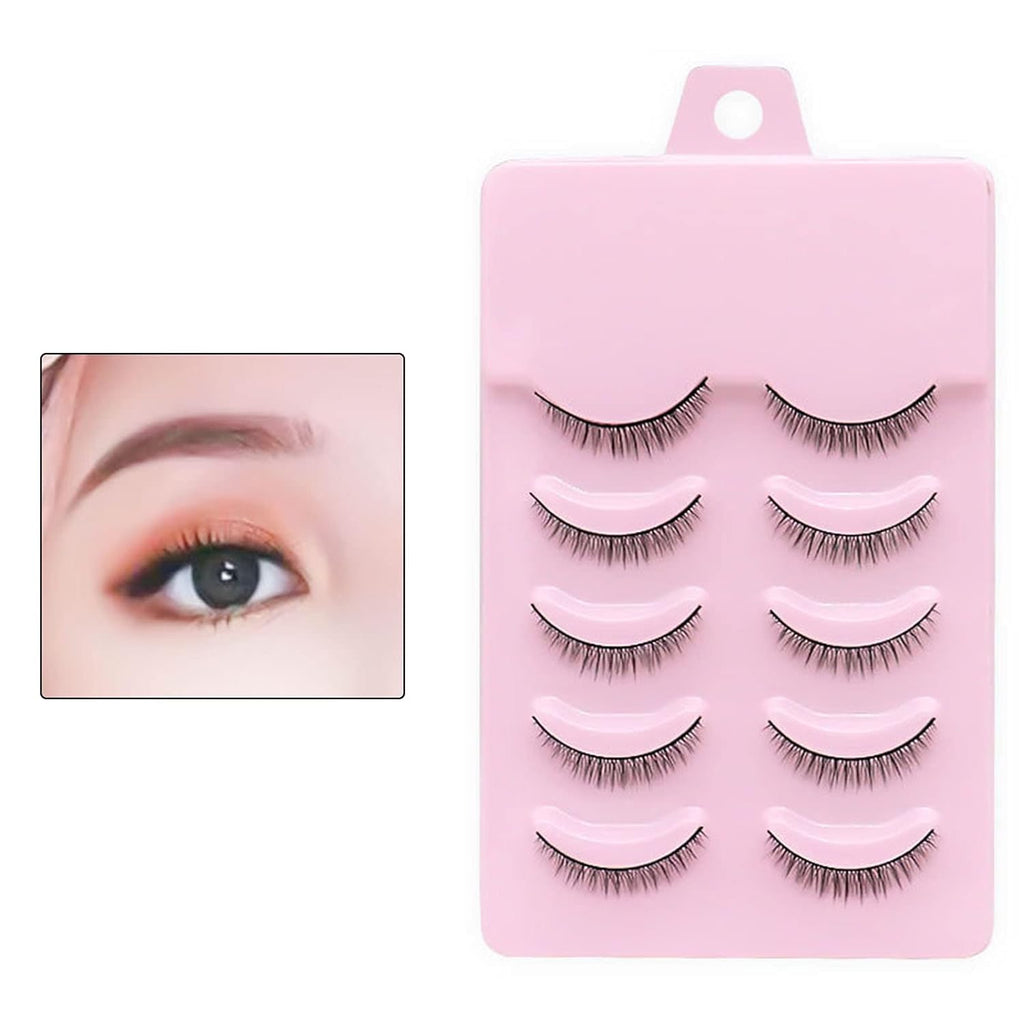 5Pairs False Eyelashes 8Mm Short Fake Mink Lashes Enlarge Eyes Natural Perfect Fitting Artificial Fiber Extensions Eye Lashes Fake Lashes for Women'S Make up 5Pairs