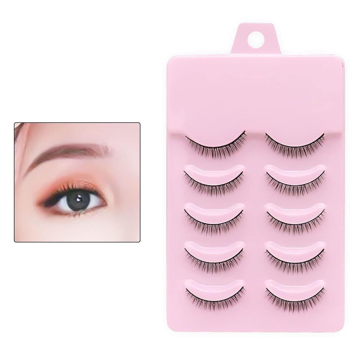 5Pairs False Eyelashes 8Mm Short Fake Mink Lashes Enlarge Eyes Natural Perfect Fitting Artificial Fiber Extensions Eye Lashes Fake Lashes for Women'S Make up 5Pairs